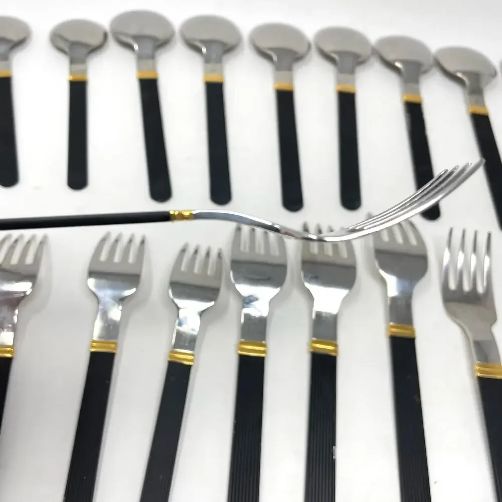 Vintage Sasaki Vignelli Japan Rigadin Matte Black Flatware Mixed Lot of 24